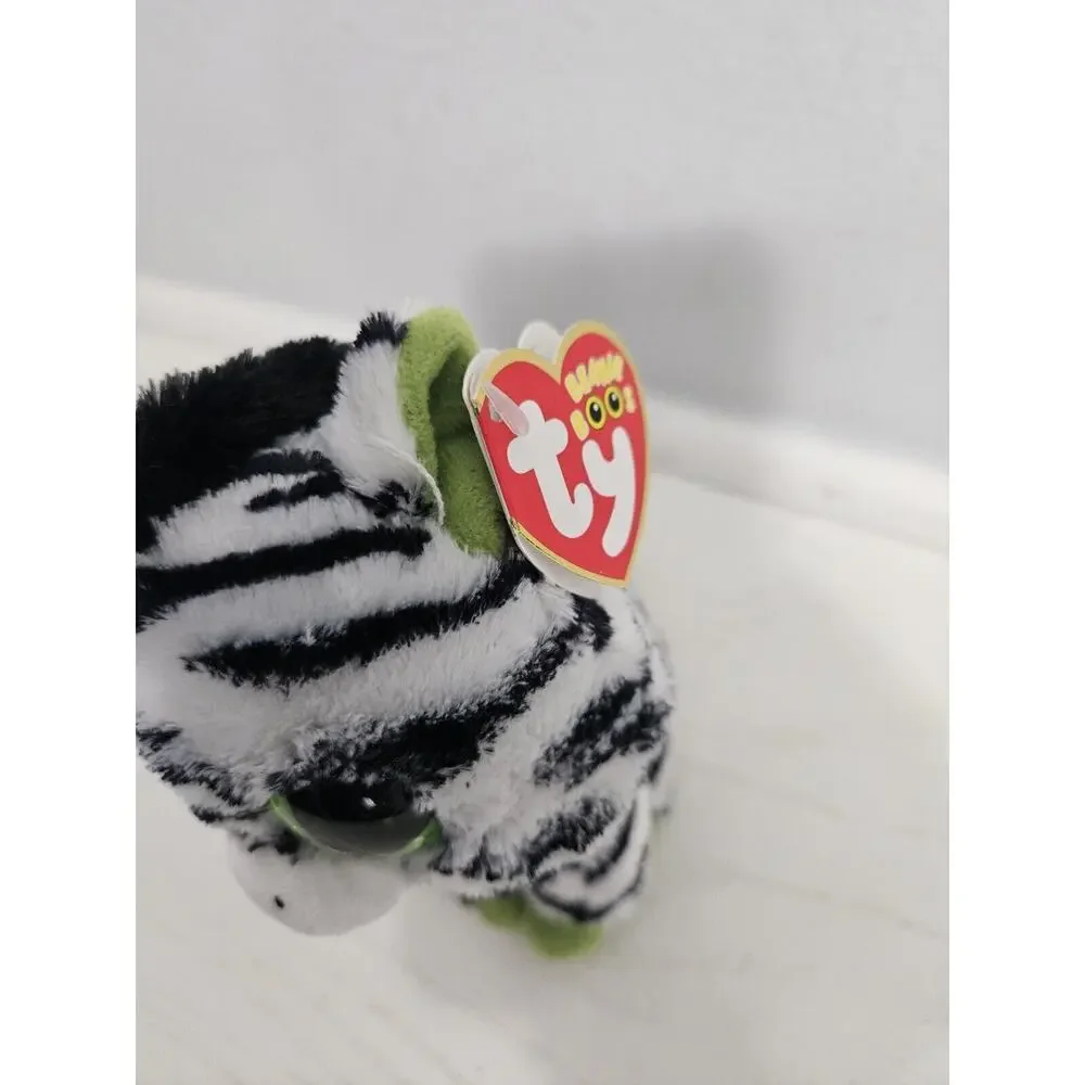 Ty Beanie Boos Zig Zag Zebra Plush Black White Green Big Solid‎ Eyes 2011 - Picture 2 of 7